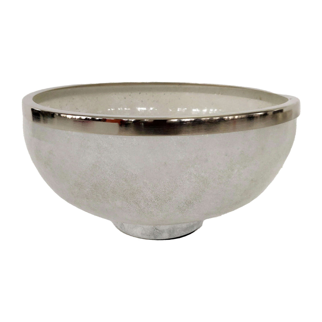 Glass,13",bowl W/ring Deco,white