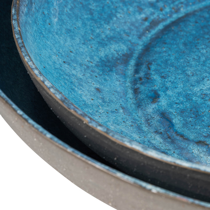 S/2 Ceramic 12/15" Bowls, Blue