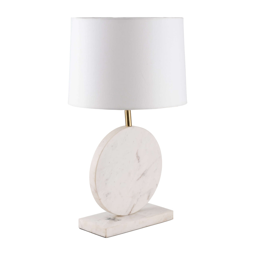 Marble, 25"h Round Table Lamp, White/off White