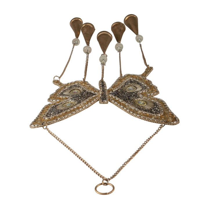Metal, 24" Mosaic Butterfly Chime, Gold