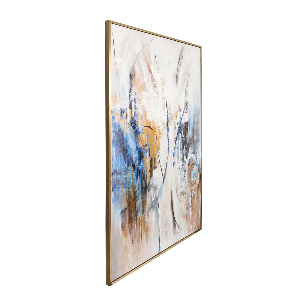 74x50  Framed Hand Painted Abstract Canvas, Multi