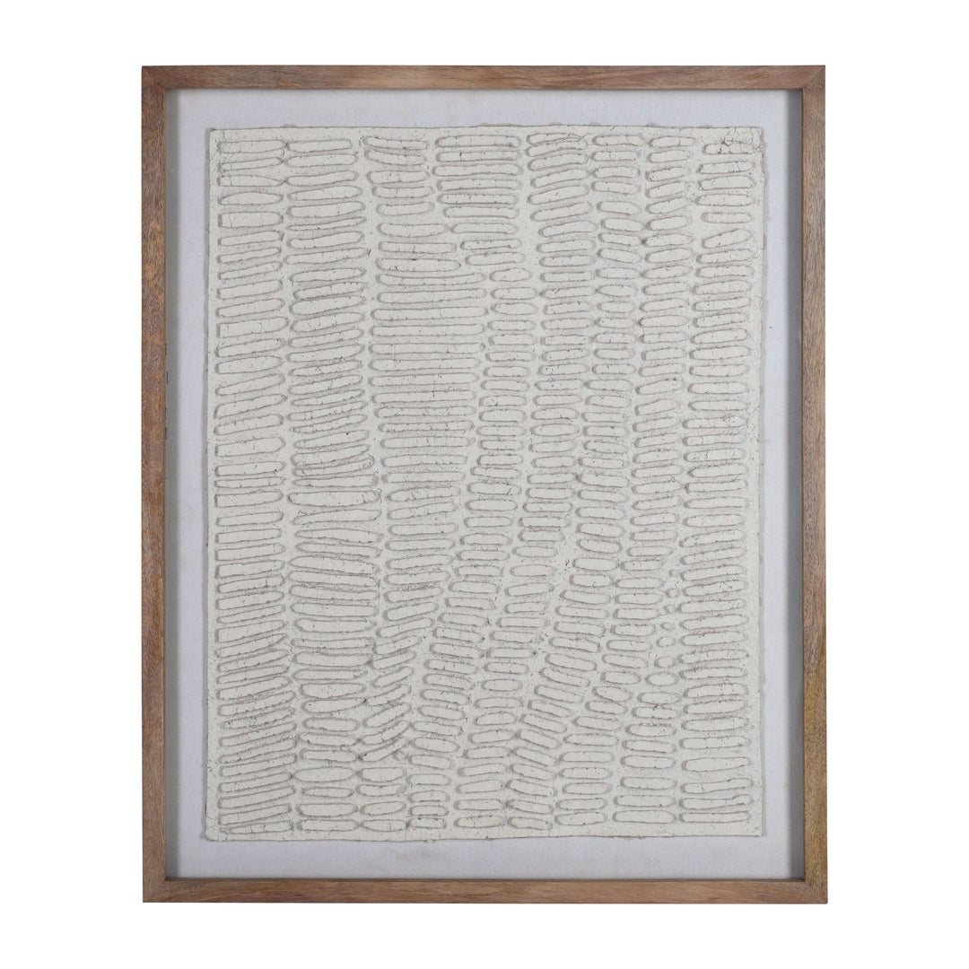 29x35 Paper Mache Wall Art Framed Glass, Gray