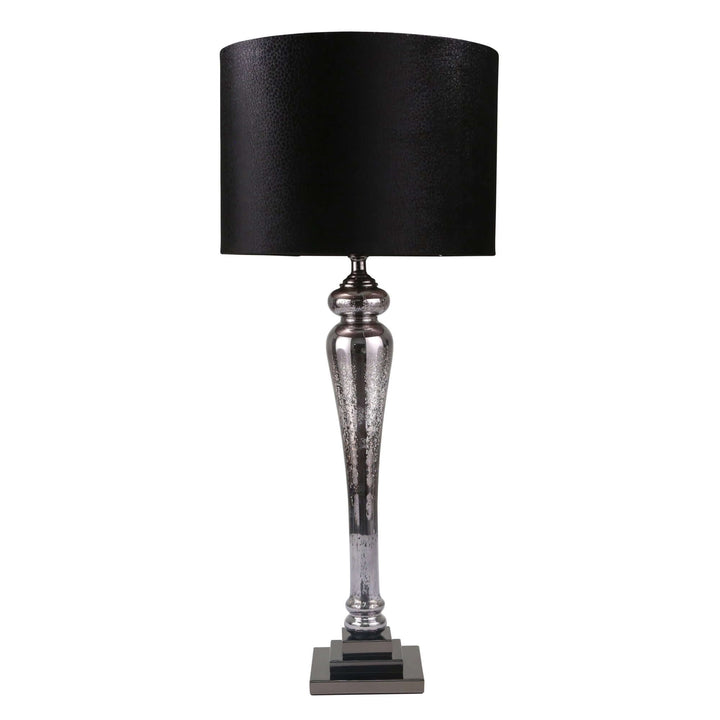 Glass 37" Pillar Table Lamp, Mercury Black