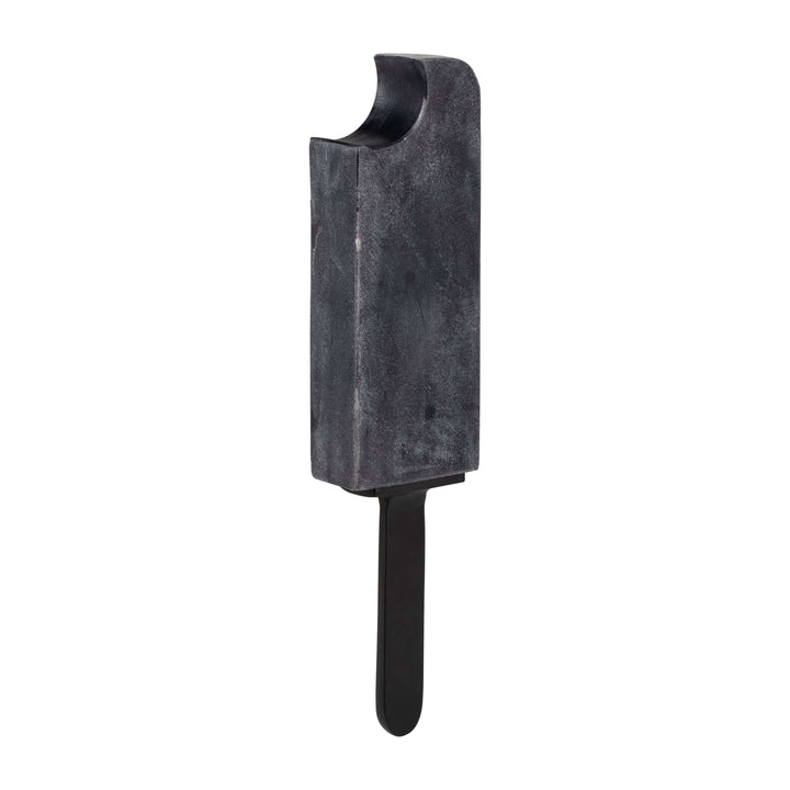 Metal/marble,13",bitten Popsicle Deco,black