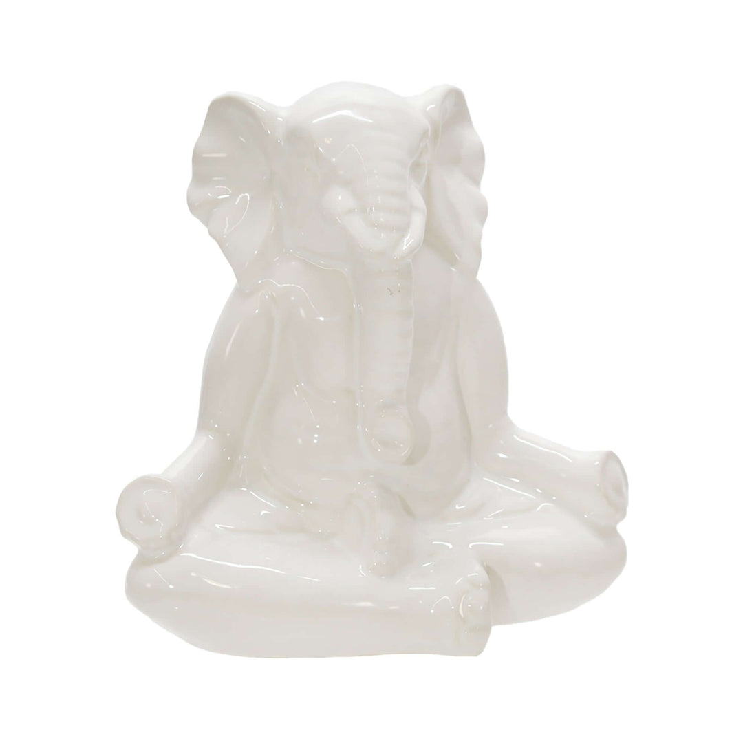 Ceramic 7" Yoga Elephant, White