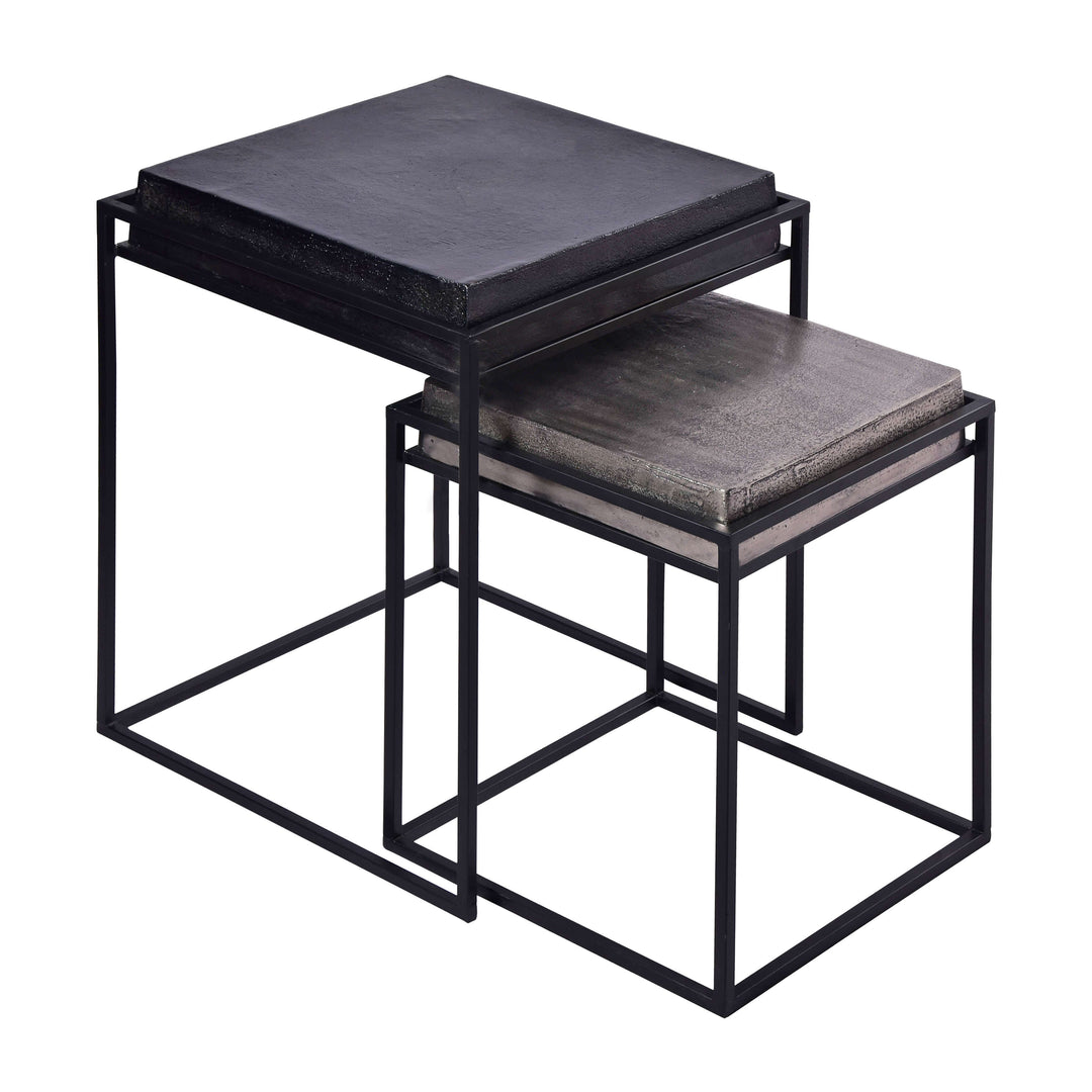 Metal, S/2 14x19"/18x23" Nested Square Side Tables