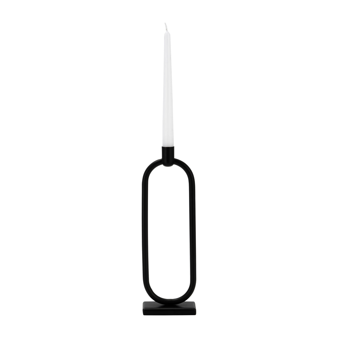 Metal,13"h,oval Taper Candle Holder,black