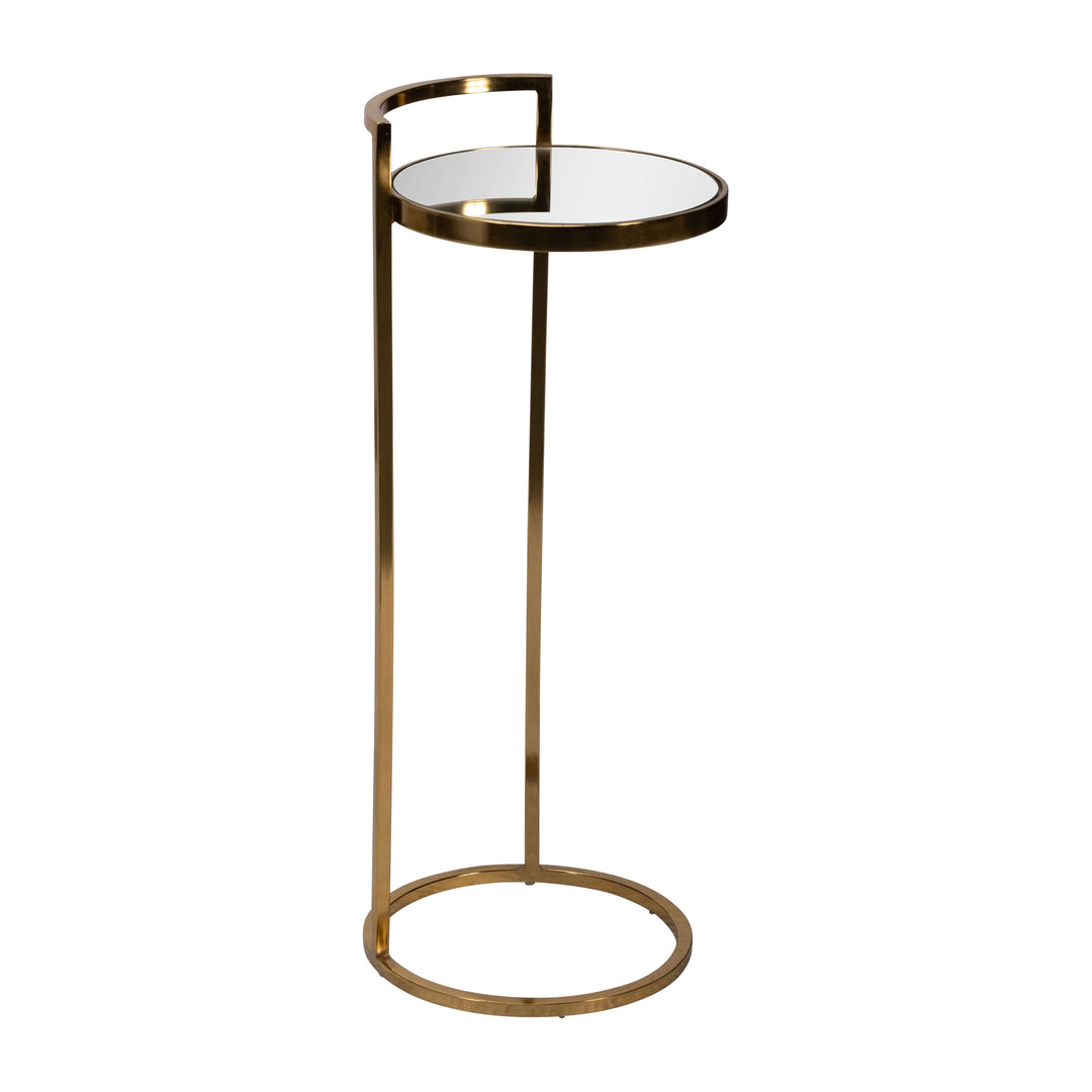 Metal, 10"dx26"h Drink Table W/ Mirror Top, Gold