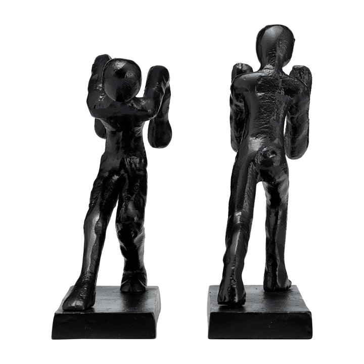 Metal,s/2 9"h, Push Hold Figures Bookends,black