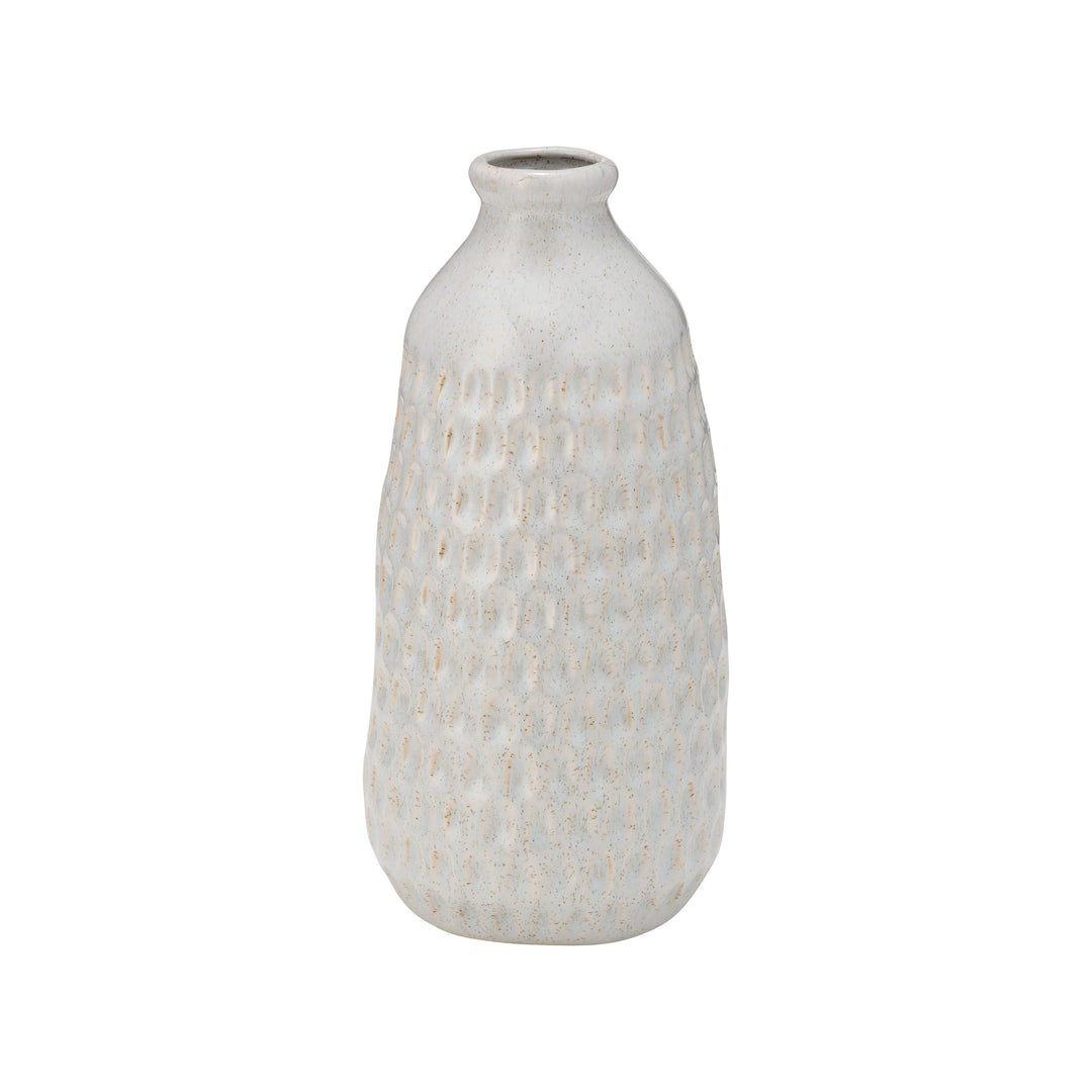 Cer, 9" Dimpled Vase, Oatmeal