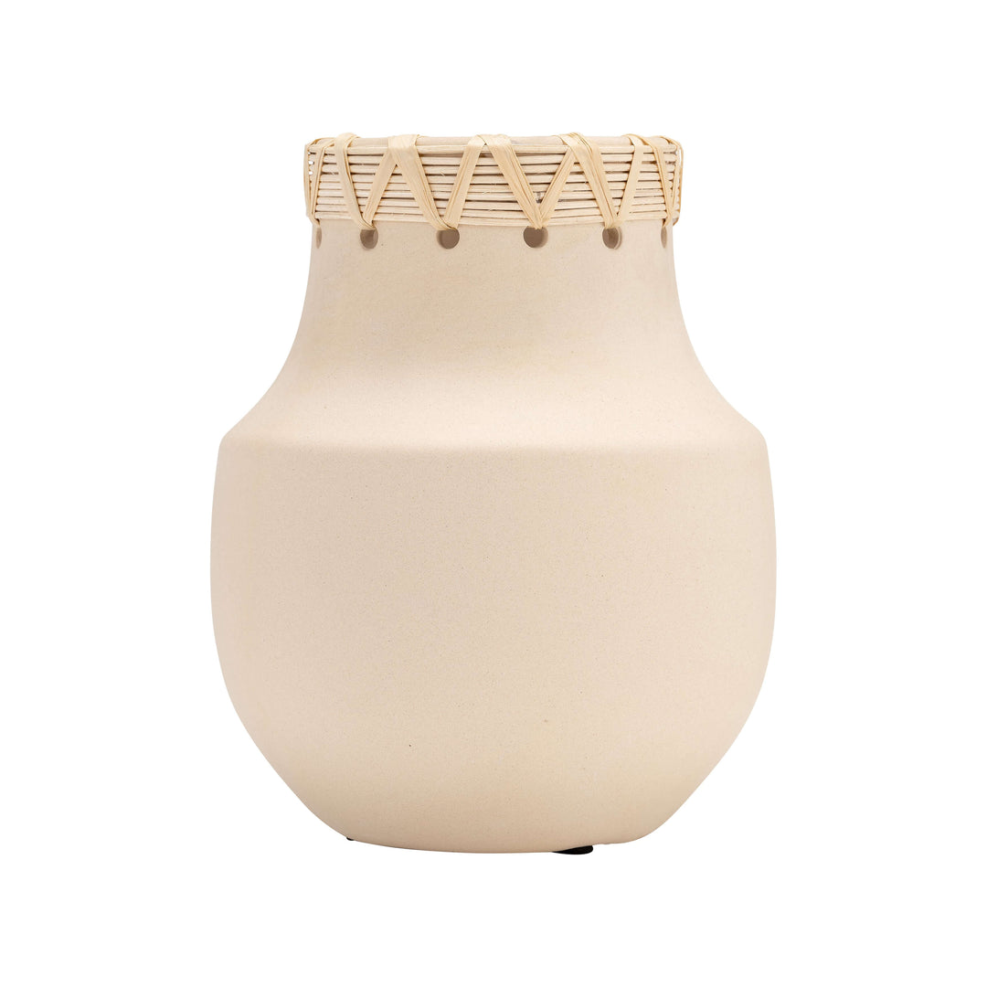 Cer, 7"h Vase W/ Weaving, Natural