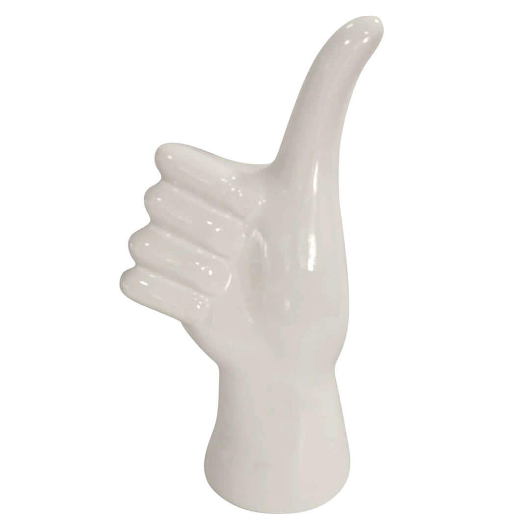 8"h Thumbs Up Table Deco, White