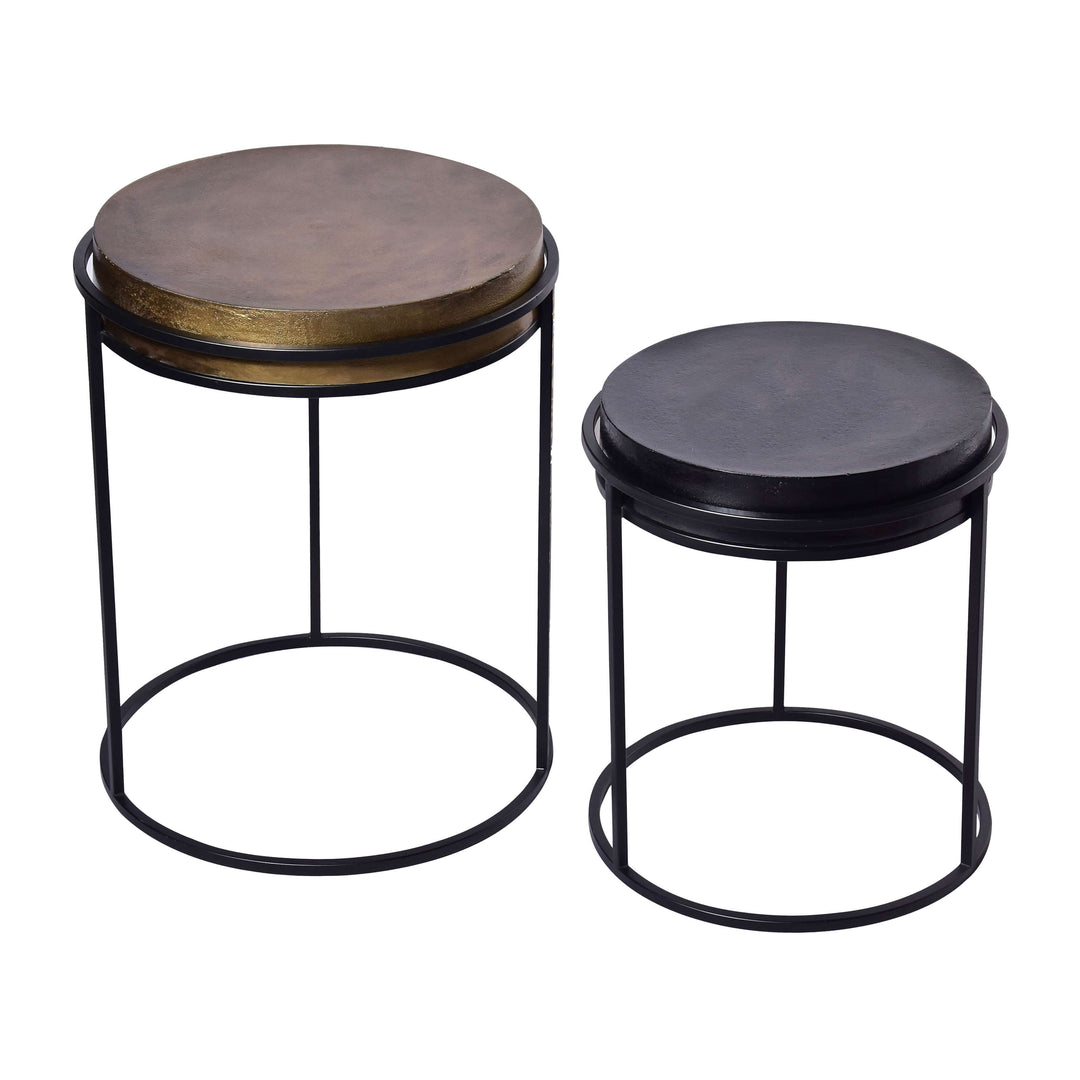 Metal, S/2 16x18"/19x23" Nested Round Side Tables,