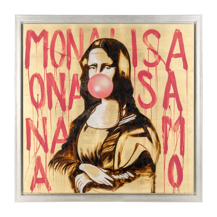 47x47, Hand Painted Bubble Gum Mona Lisa, Brwn/pnk