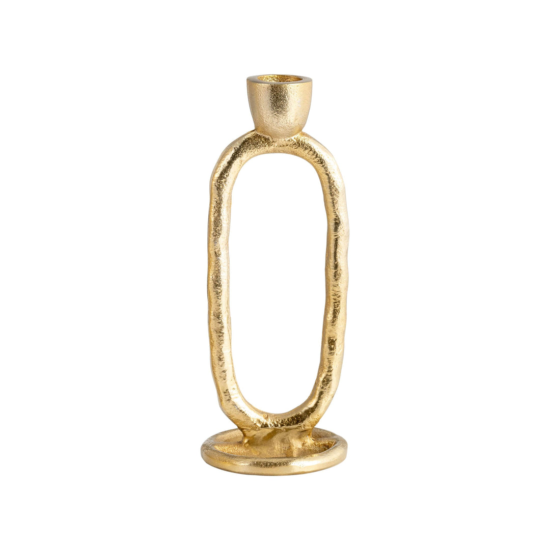 Metal, 7" Open Oval Taper Candleholder, Gold