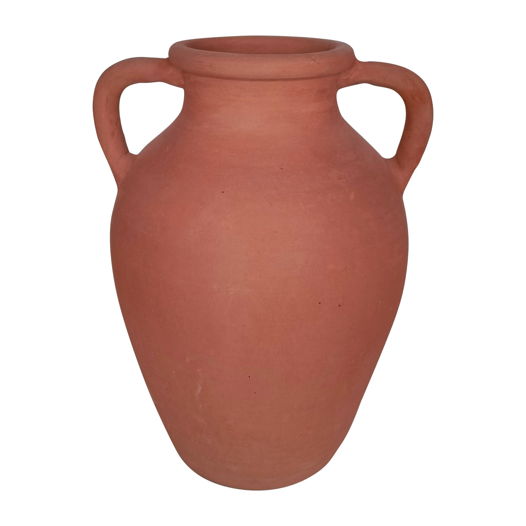 Terracotta, 13" Vase With Handles, Natural