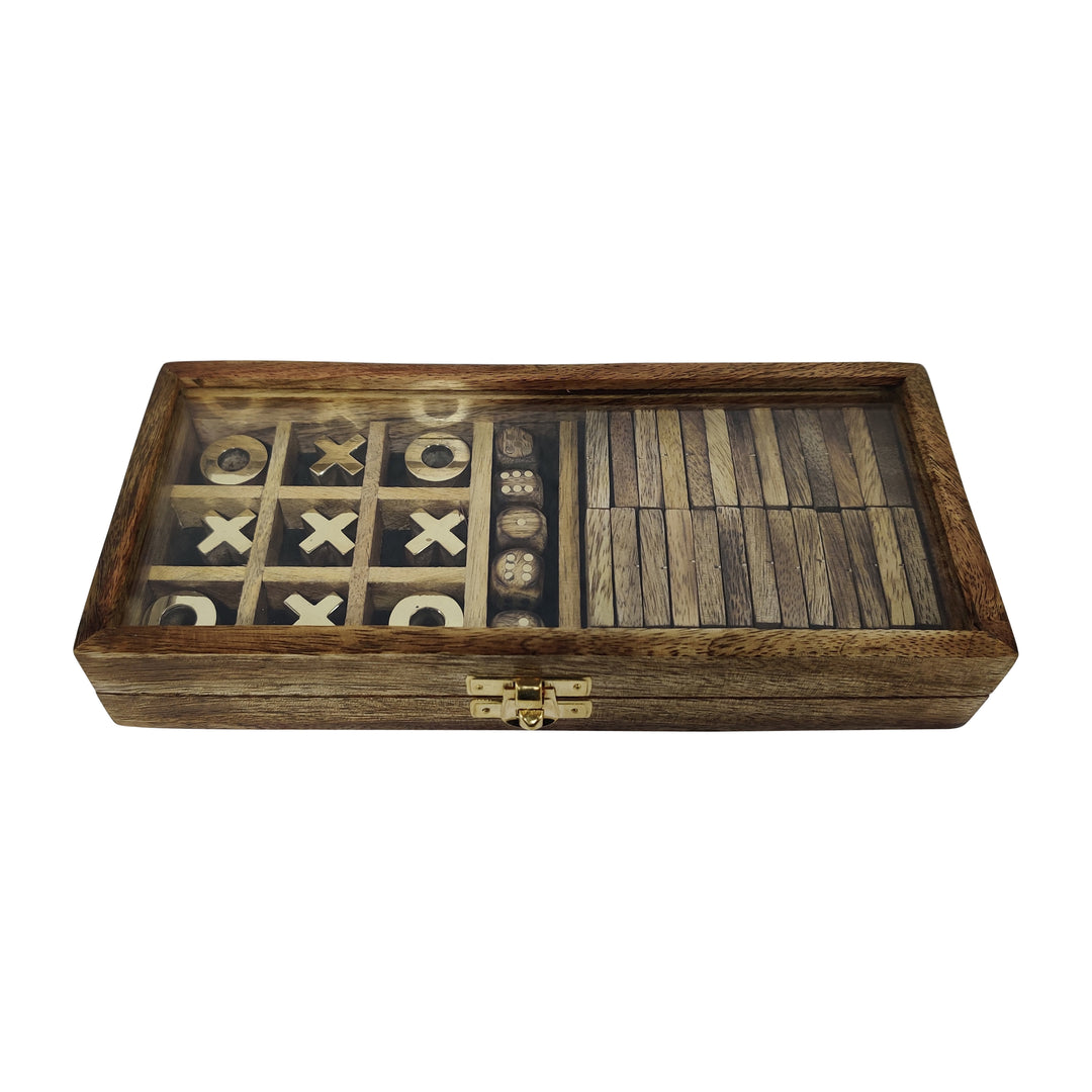 Wood, 9x4 Table Game Box, Brown