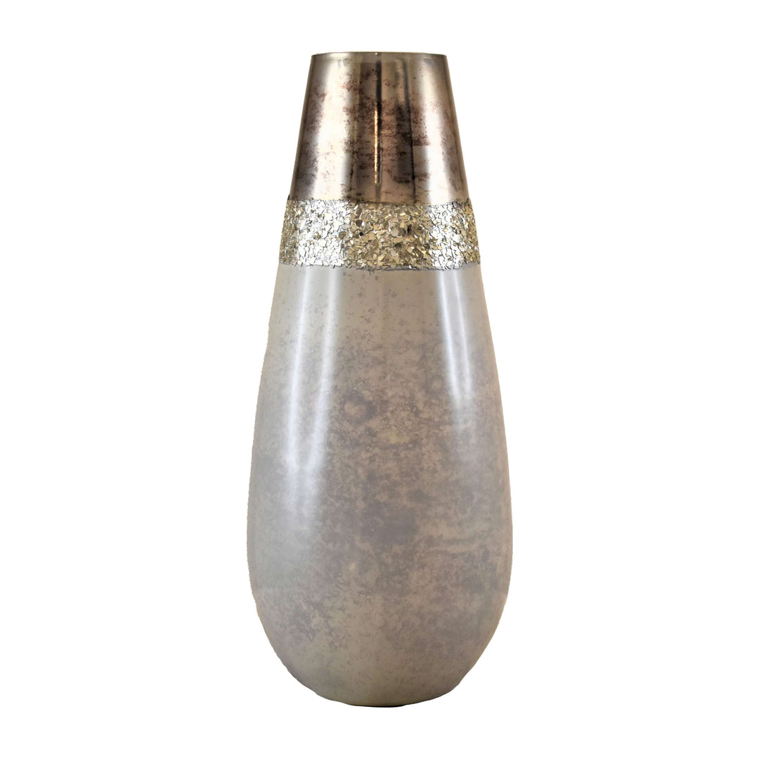 Glass, 15" Metallic Vase, Champagne