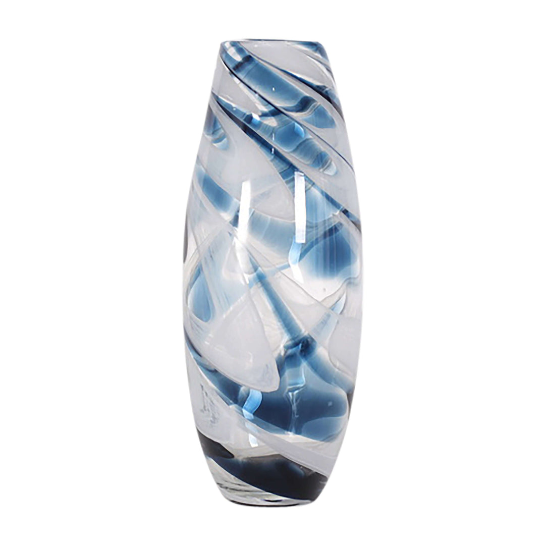 Glass, 17" Swirl Vase, Blue