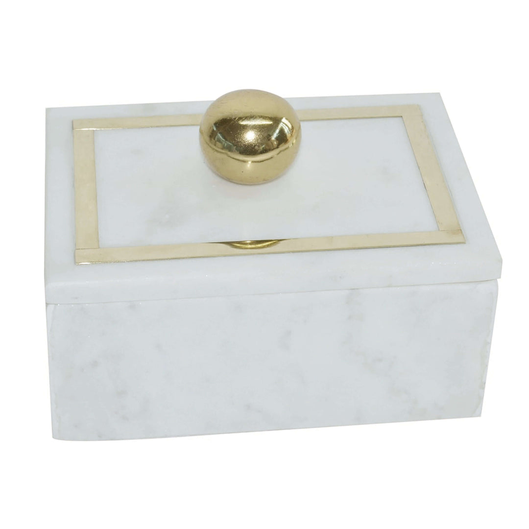 Marble, 7x5 Rectangular Box - Knob, White