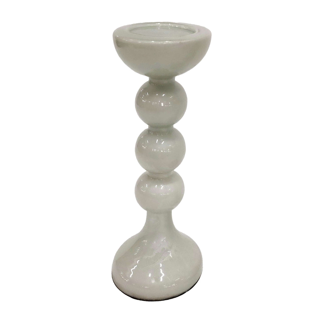 Glass,13"h,bubbly Candle Holder,white