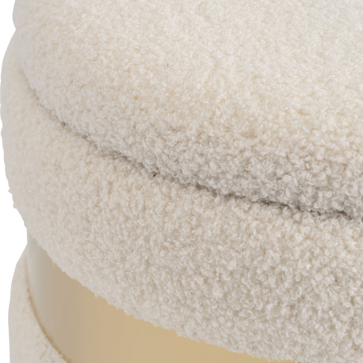 S/2 16"/17" Belted Boucle Storage Ottoman, Ivory