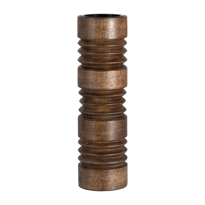 Wood, 14"h Accordion Candle Holder, Brown