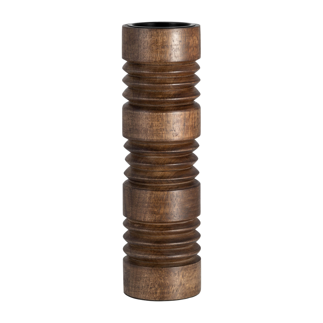 Wood, 14"h Accordion Candle Holder, Brown