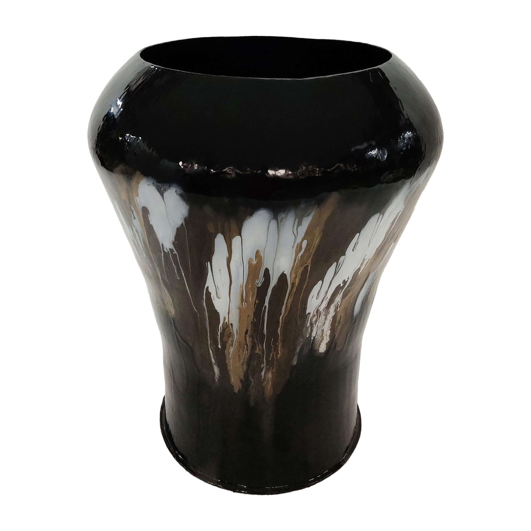 Iron,25"h,oval Stain Vase,black