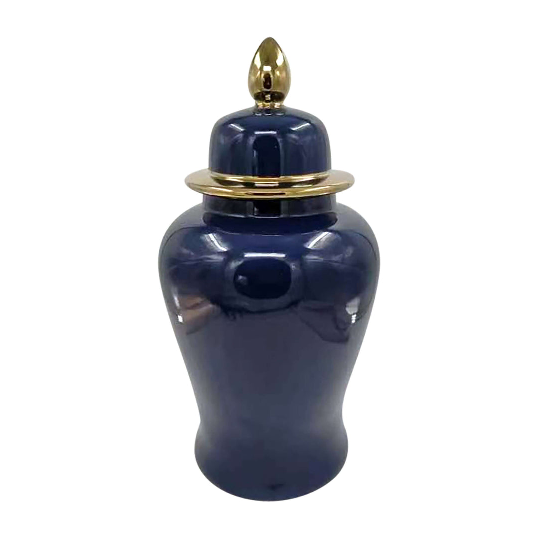 Cer, 24" Temple Jar, Navy/gold