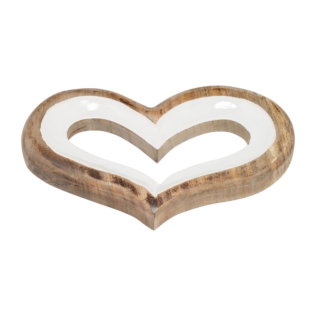 Wood, 13" Heart Deco, White