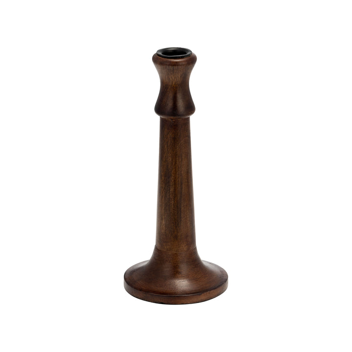 Wood, 9"h Rustic Taper Candleholder, Dk Brwn
