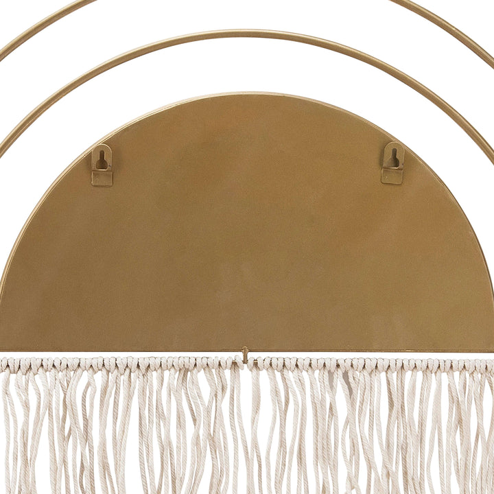 Metal/wood, 17"h Arched Mirrored Wall Deco, Gold