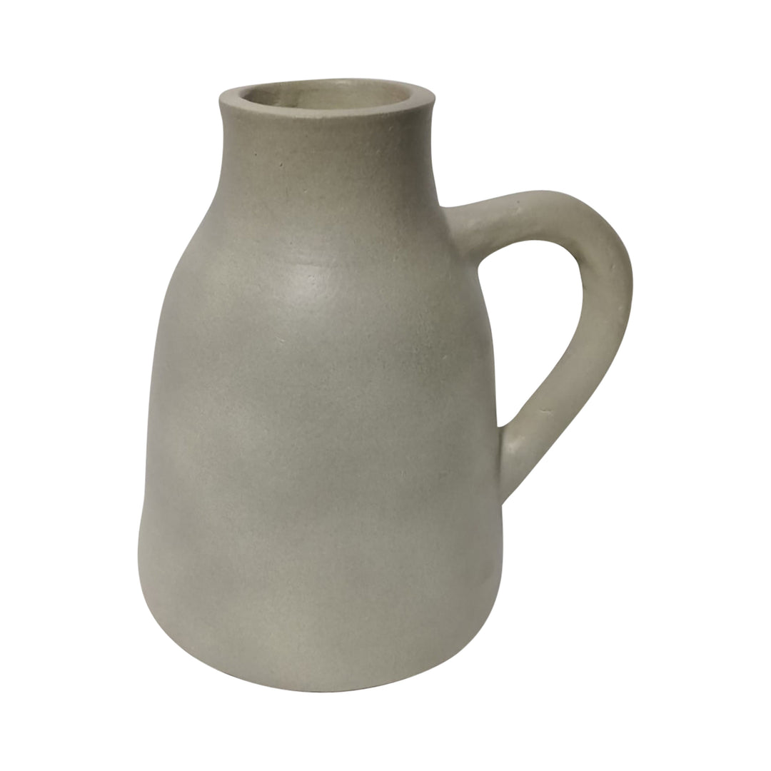 Terracotta, 8" Vase W/ Handle, Sage Green