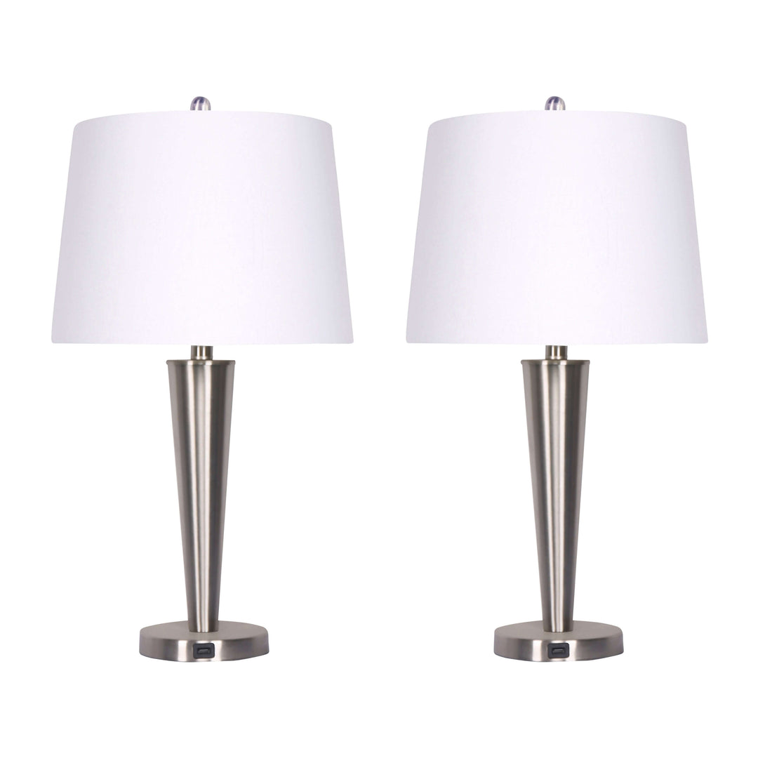 Metal,s/2,25"h,slim Cone Table Lamps,nickel