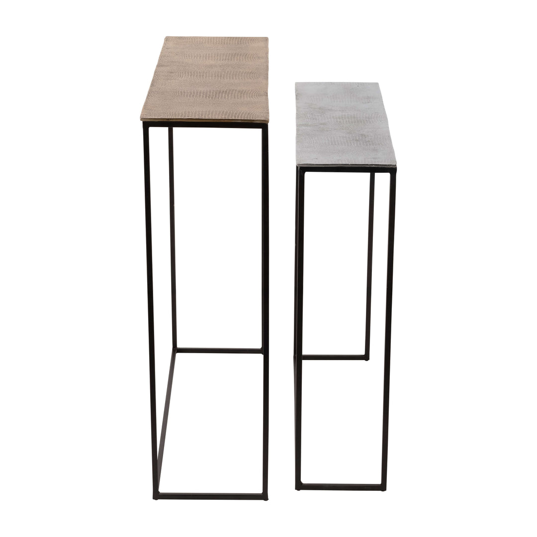 Metal, S/2 32x29/35x33" Nested Side Tables, Gold/