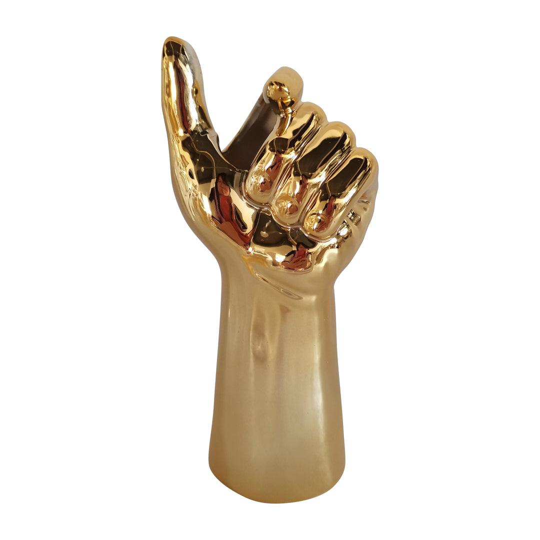 Porcelain, 9" Hand Vase, Gold