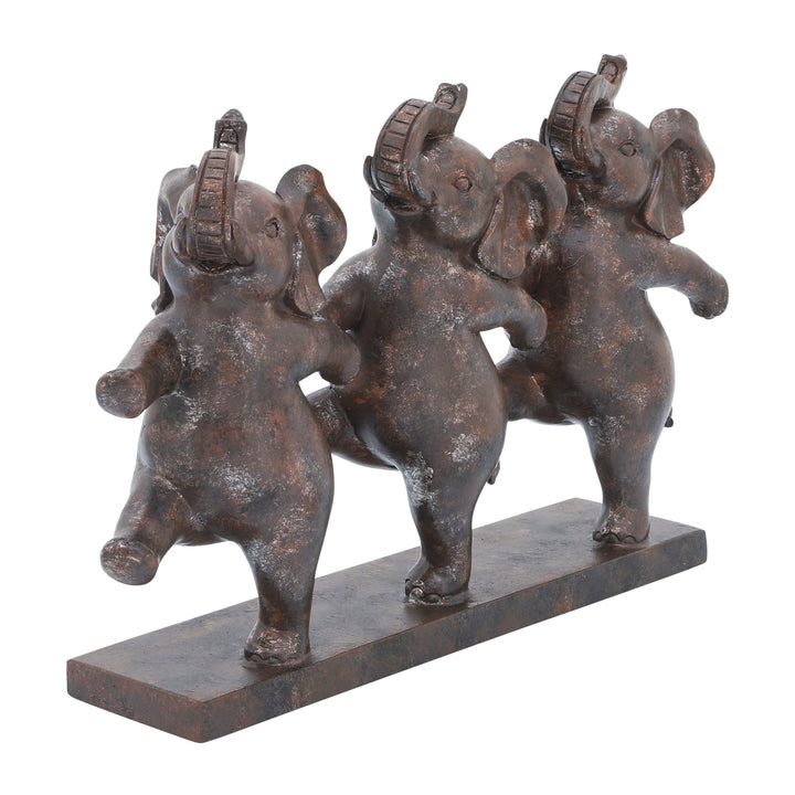 Resin, 7"h Dancing Elephants, Bronze