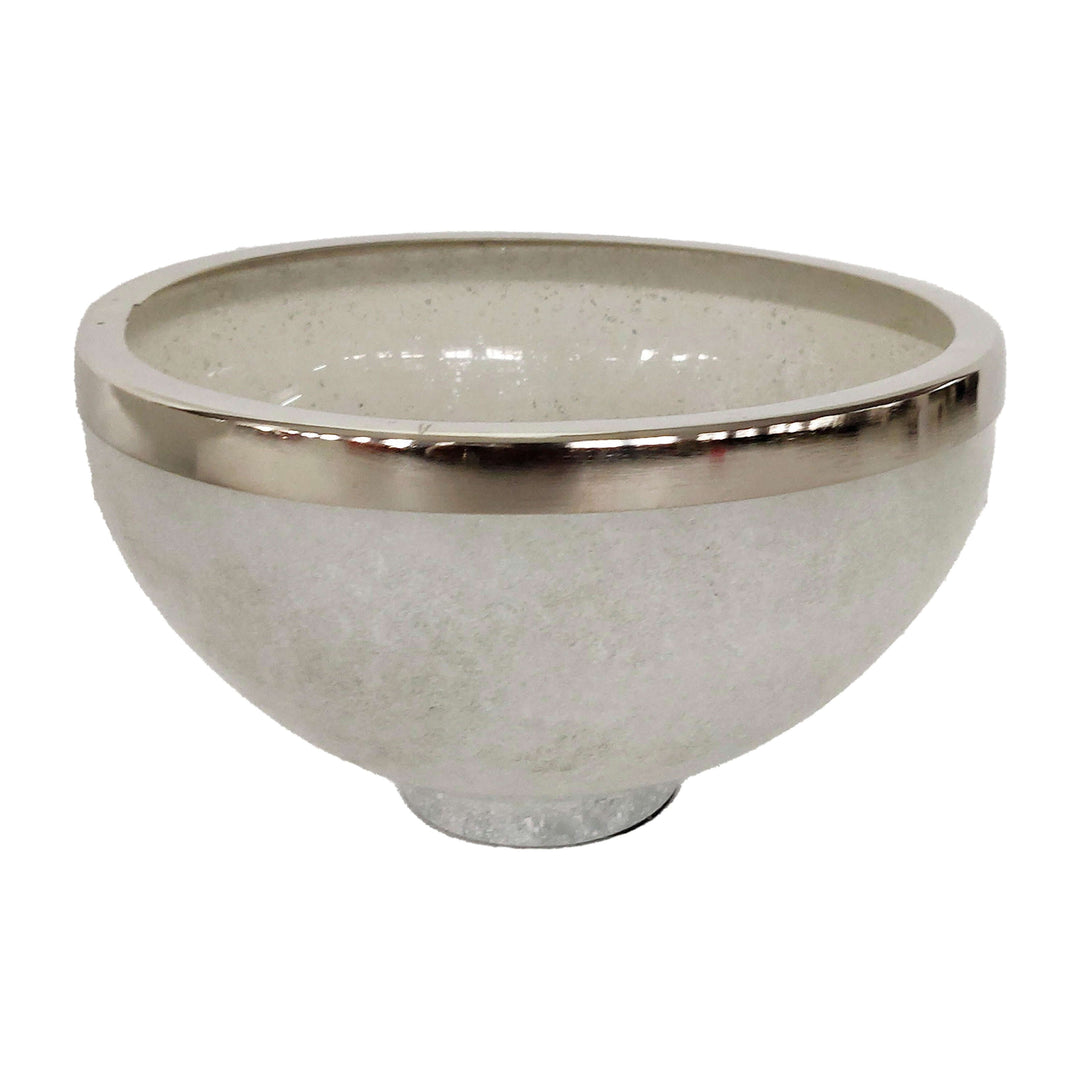 Glass,10",bowl W/ring Deco,white