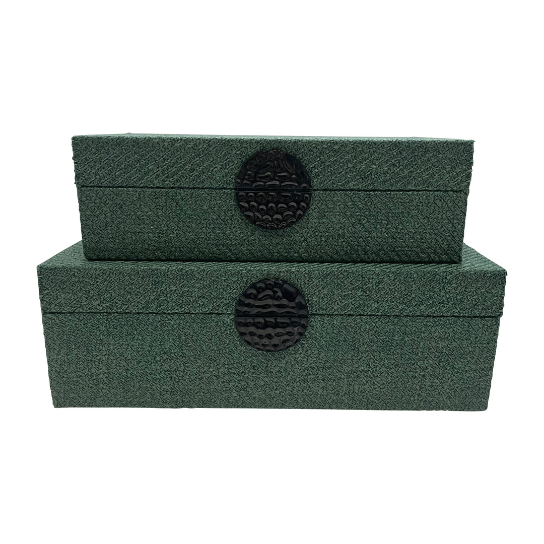 S/2 10/12" Box W/ Medallion, Sage Green