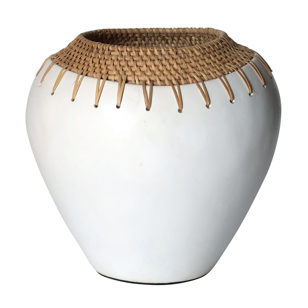 Terracotta, 12"h Vase, White/brown