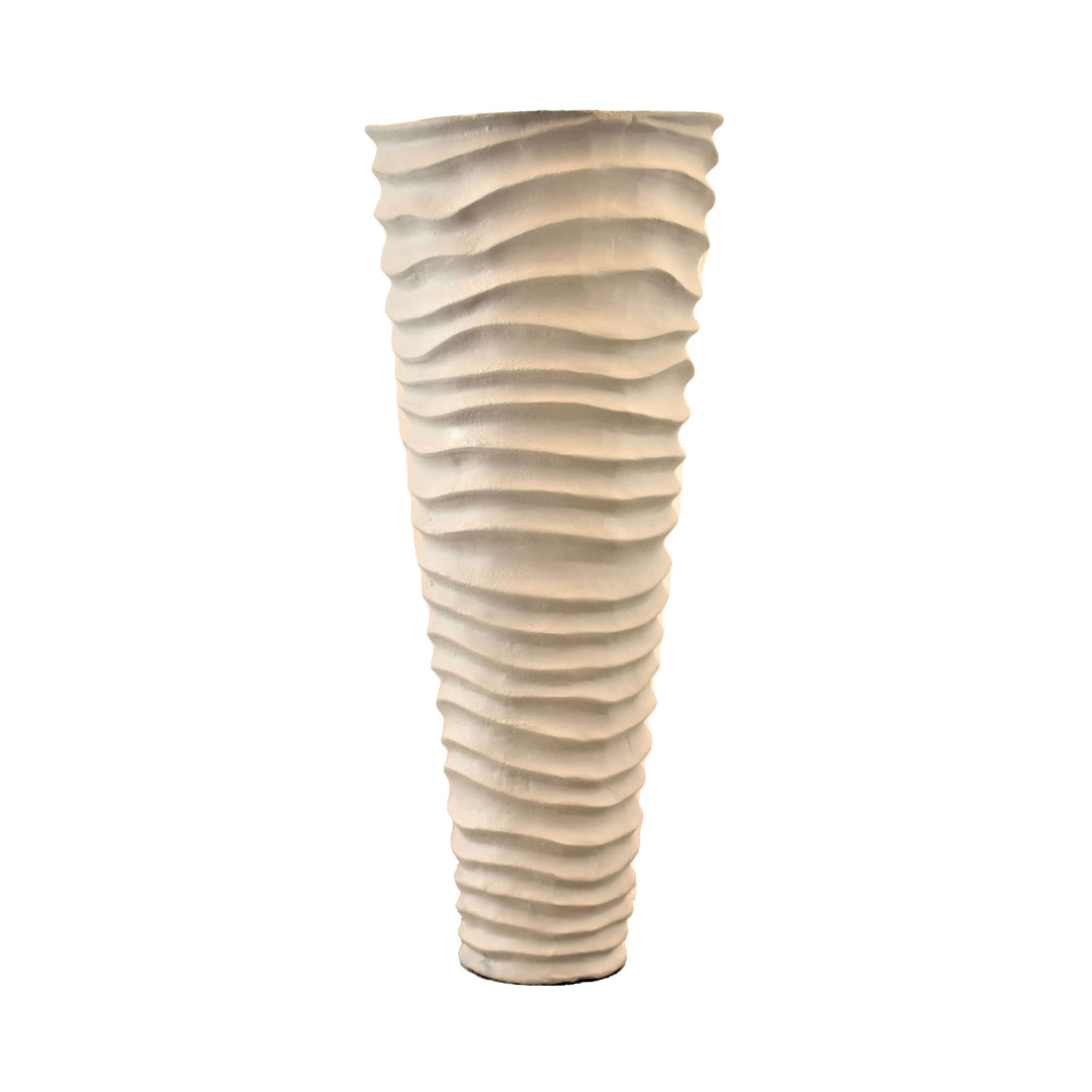 Metal 15", Rugged Vase, Ivory/nickel