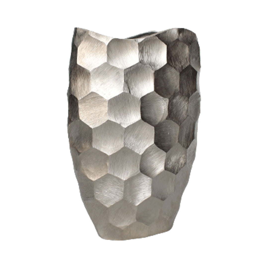 Metal, 20" Honeycomb Vase, Siver