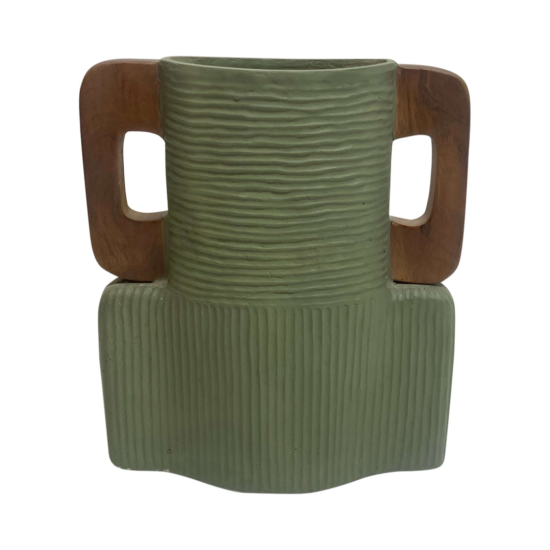 Ecomix, 14" Vase With Handles, Sage Green