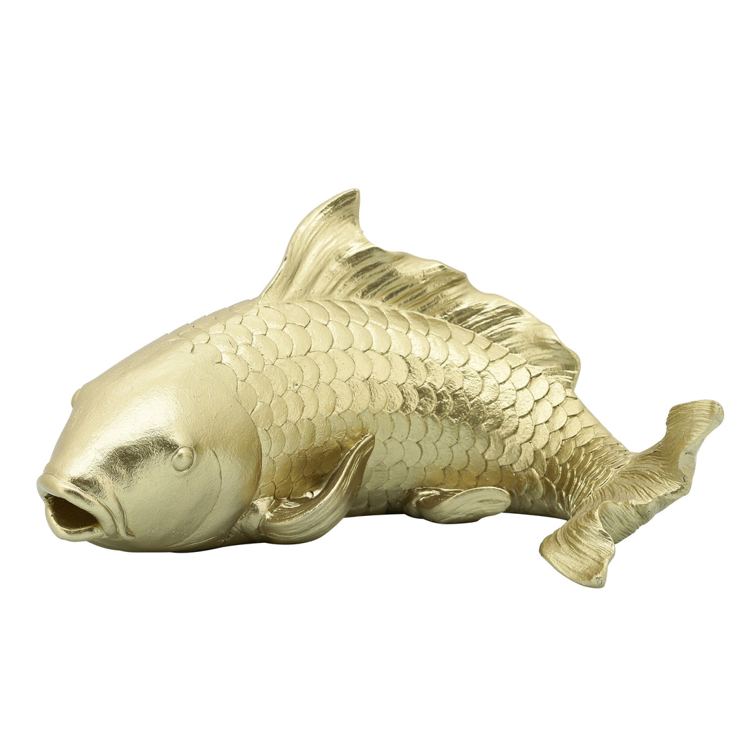 Resin, 11"l Koi Fish, Gold