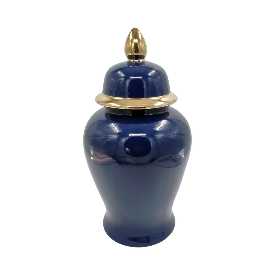 Cer, 18" Temple Jar, Navy/gold