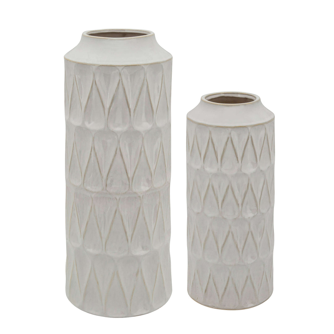 22"h Teardrop Vase, White