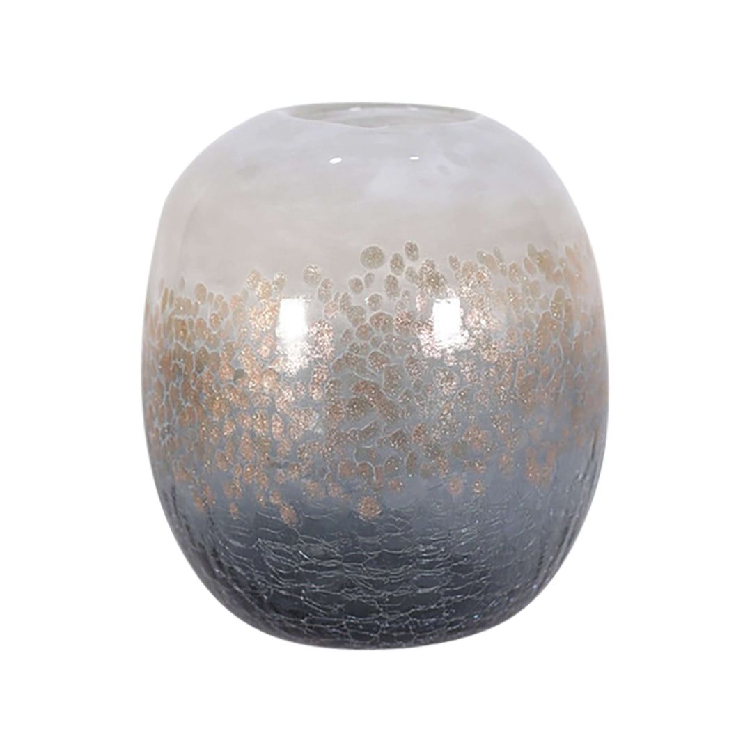 Glass, 8" Crackle Vase, Multi