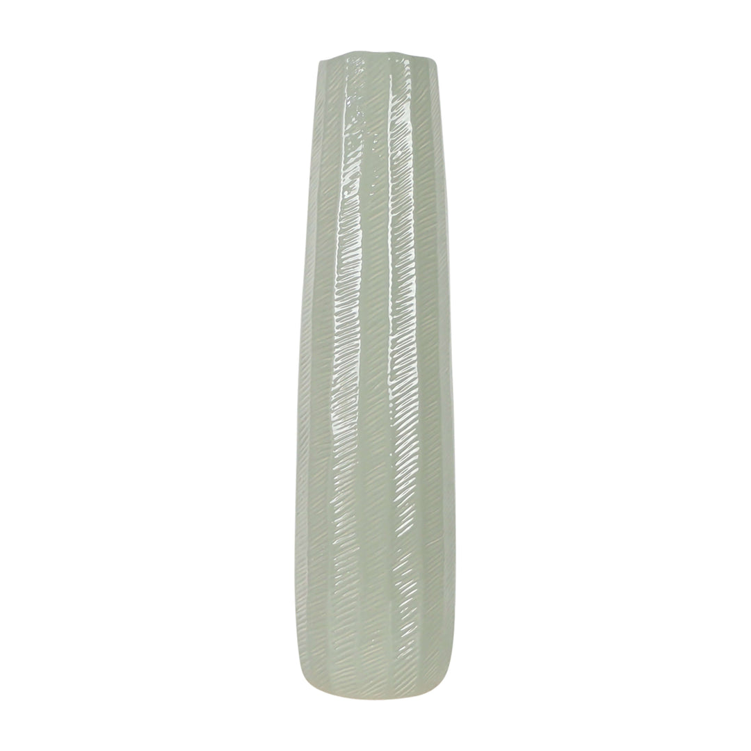 Cer, 24" Etched Lines Cylinder Vase, Cucumber