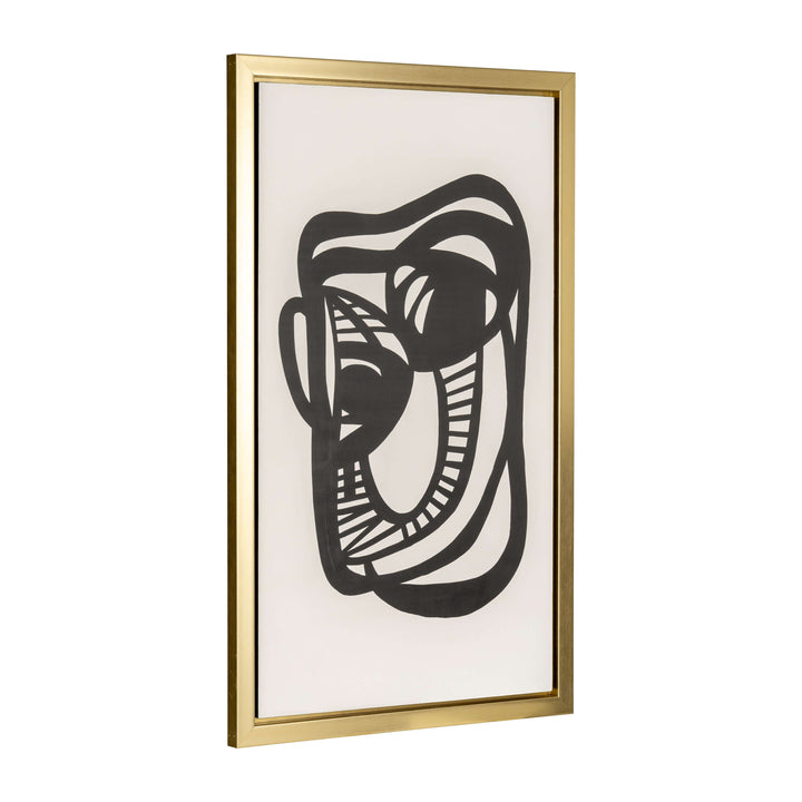 35x59, Hand Painted Gold Frame Geometric Face, Blk